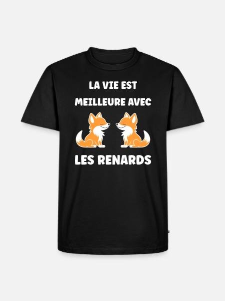 J'aime les renards - T-shirt Premium bio Homme - noir