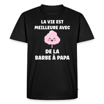 Humour Petite Barbe à papa - T-shirt Premium bio Homme - noir - Devant - Nico (187cm)