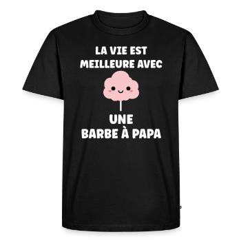 Humour Petite Barbe à papa - T-shirt Premium bio Homme - noir - Devant - Nico (187cm)