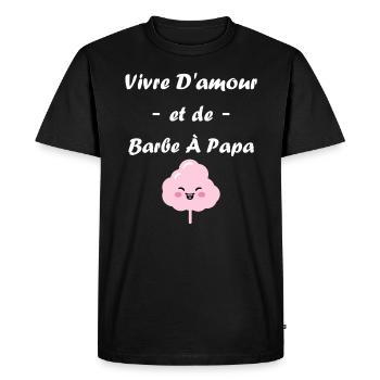 Humour Petite Barbe à papa - T-shirt Premium bio Homme - noir - Devant - Nico (187cm)