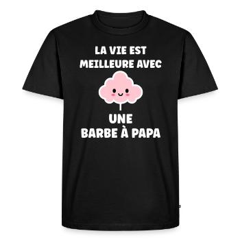 Humour Petite Barbe à papa - T-shirt Premium bio Homme - noir - Devant - Nico (187cm)