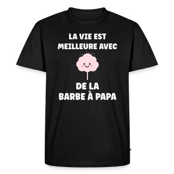 Humour Petite Barbe à papa - T-shirt Premium bio Homme - noir - Devant - Nico (187cm)