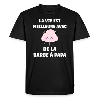 Humour Petite Barbe à papa - T-shirt Premium bio Homme - noir - Devant - Nico (187cm)