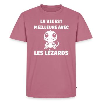 christmas reindeer cute funny smile with christmas - T-shirt Premium bio Homme - mauve - Devant - Nico (187cm)
