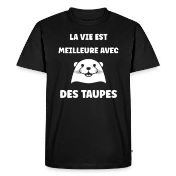 Humour mignonne petite taupe - T-shirt Premium bio Homme - noir - Devant - Nico (187cm)