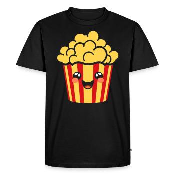 Humour pot de popcorn - T-shirt Premium bio Homme - noir - Devant - Nico (187cm)