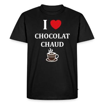 Humor Small Hot Chocolate - Men's Premium Organic T-Shirt - black - Front - Nico (187cm)