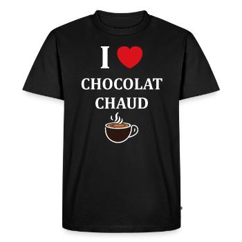 Humor Small Hot Chocolate - Men's Premium Organic T-Shirt - black - Front - Nico (187cm)