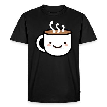 Humor Small Hot Chocolate - Men's Premium Organic T-Shirt - black - Front - Nico (187cm)