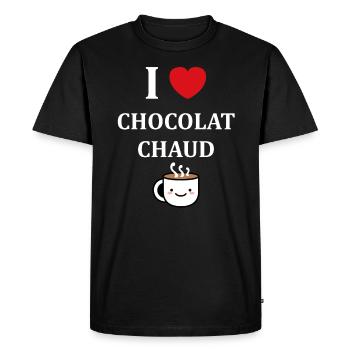 Humor Small Hot Chocolate - Men's Premium Organic T-Shirt - black - Front - Nico (187cm)