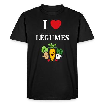Humour petit légumes vegan - T-shirt Premium bio Homme - noir - Devant - Nico (187cm)