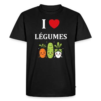 Humour petit légumes vegan - T-shirt Premium bio Homme - noir - Devant - Nico (187cm)