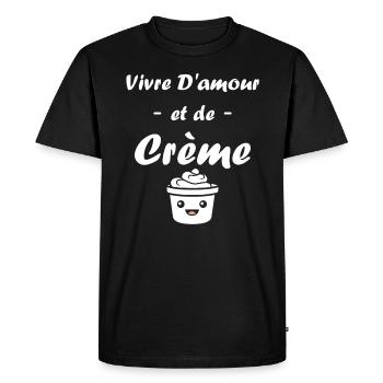 Humour crème fraiche - T-shirt Premium bio Homme - noir - Devant - Nico (187cm)