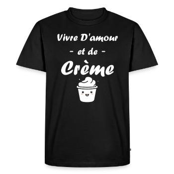 Humour crème fraiche - T-shirt Premium bio Homme - noir - Devant - Nico (187cm)
