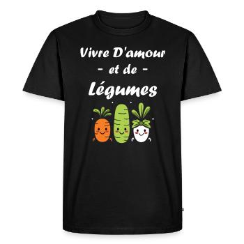Légumes Humour je suis vegan - T-shirt Premium bio Homme - noir - Devant - Nico (187cm)