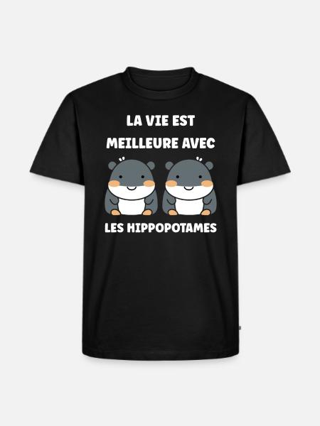 amour petit hippopotame - T-shirt Premium bio Homme - noir