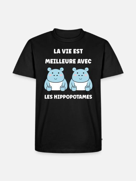 amour petit hippopotame - T-shirt Premium bio Homme - noir