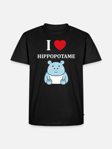 amour petit hippopotame - T-shirt Premium bio Homme - noir