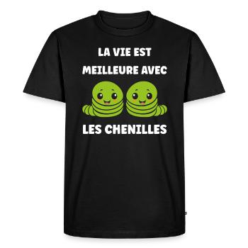 Chenilles insecte Amour petite chenille - T-shirt Premium bio Homme - noir - Devant - Nico (187cm)