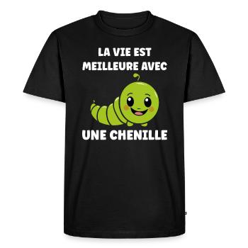 Chenilles insecte Amour petite chenille - T-shirt Premium bio Homme - noir - Devant - Nico (187cm)