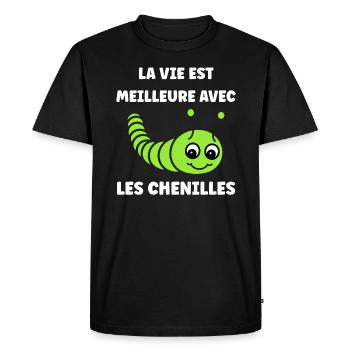 Chenilles insecte Amour petite chenille - T-shirt Premium bio Homme - noir - Devant - Nico (187cm)