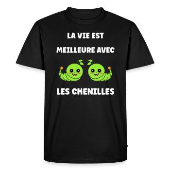 Chenilles insecte Amour petite chenille - T-shirt Premium bio Homme - noir - Devant - Nico (187cm)