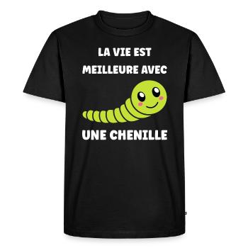 Chenilles insecte Amour petite chenille - T-shirt Premium bio Homme - noir - Devant - Nico (187cm)