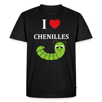 Chenilles insecte Amour petite chenille - T-shirt Premium bio Homme - noir - Devant - Nico (187cm)