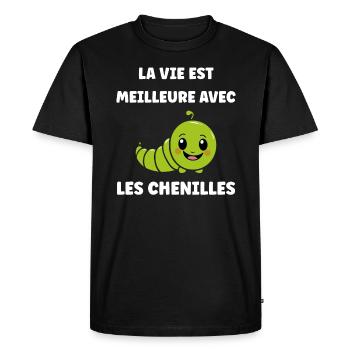 Chenilles insecte Amour petite chenille - T-shirt Premium bio Homme - noir - Devant - Nico (187cm)