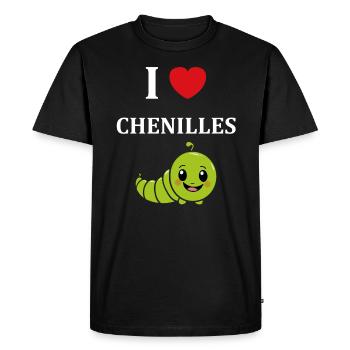 Chenilles insecte Amour petite chenille - T-shirt Premium bio Homme - noir - Devant - Nico (187cm)