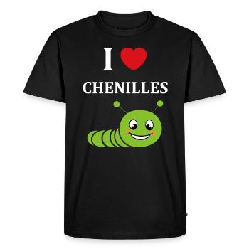 Chenilles insecte Amour petite chenille - T-shirt Premium bio Homme - noir - Devant - Nico (187cm)
