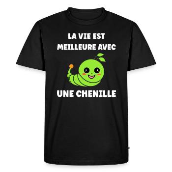 Chenilles insecte Amour petite chenille - T-shirt Premium bio Homme - noir - Devant - Nico (187cm)