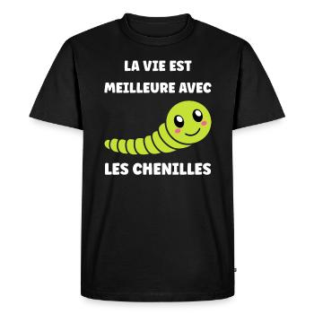 Chenilles insecte Amour petite chenille - T-shirt Premium bio Homme - noir - Devant - Nico (187cm)