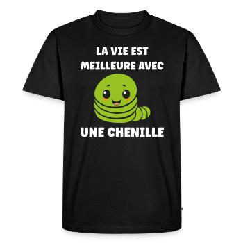 Chenilles insecte Amour petite chenille - T-shirt Premium bio Homme - noir - Devant - Nico (187cm)
