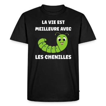Chenilles insecte Amour petite chenille - T-shirt Premium bio Homme - noir - Devant - Nico (187cm)