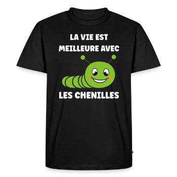 Chenilles insecte Amour petite chenille - T-shirt Premium bio Homme - noir - Devant - Nico (187cm)