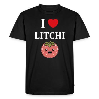 Fruit Humour petit litchi - T-shirt Premium bio Homme - noir - Devant - Nico (187cm)