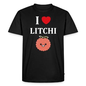 Fruit Humour petit litchi - T-shirt Premium bio Homme - noir - Devant - Nico (187cm)