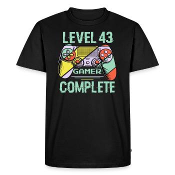 Niveau 43 complète 43 Ans Gamer Level 43 Complete - T-shirt Premium bio Homme - noir - Devant - Nico (187cm)