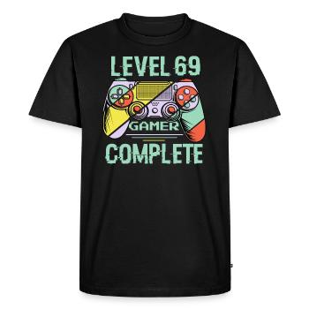 Niveau 69 complète 69 Ans Gamer Level 69 Complete - T-shirt Premium bio Homme - noir - Devant - Nico (187cm)