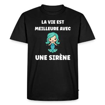 Humour petite sirène - T-shirt Premium bio Homme - noir - Devant - Nico (187cm)