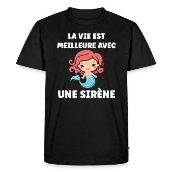 Humour petite sirène - T-shirt Premium bio Homme - noir - Devant - Nico (187cm)