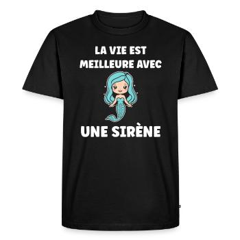 Humour petite sirène - T-shirt Premium bio Homme - noir - Devant - Nico (187cm)