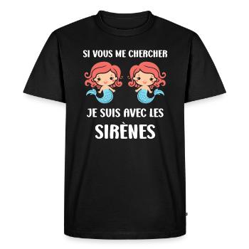 Humour petite sirène - T-shirt Premium bio Homme - noir - Devant - Nico (187cm)