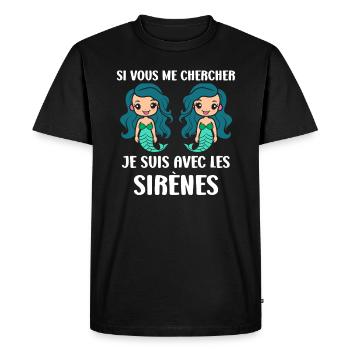 Humour petite sirène - T-shirt Premium bio Homme - noir - Devant - Nico (187cm)