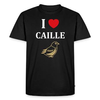 Humour Cailles oiseaux Petite caille - T-shirt Premium bio Homme - noir - Devant - Nico (187cm)