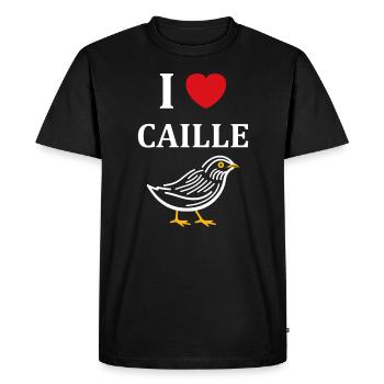 Humour Cailles oiseaux Petite caille - T-shirt Premium bio Homme - noir - Devant - Nico (187cm)