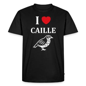 Humour Cailles oiseaux Petite caille - T-shirt Premium bio Homme - noir - Devant - Nico (187cm)