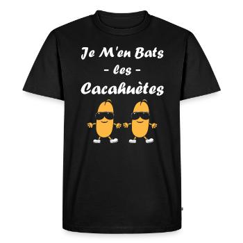 Cacahuètes Humour petite cacahuète - T-shirt Premium bio Homme - noir - Devant - Nico (187cm)