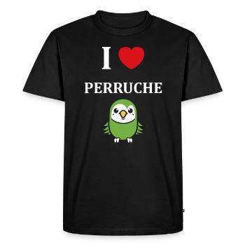 Oiseaux perruches humour petite perruche - T-shirt Premium bio Homme - noir - Devant - Nico (187cm)
